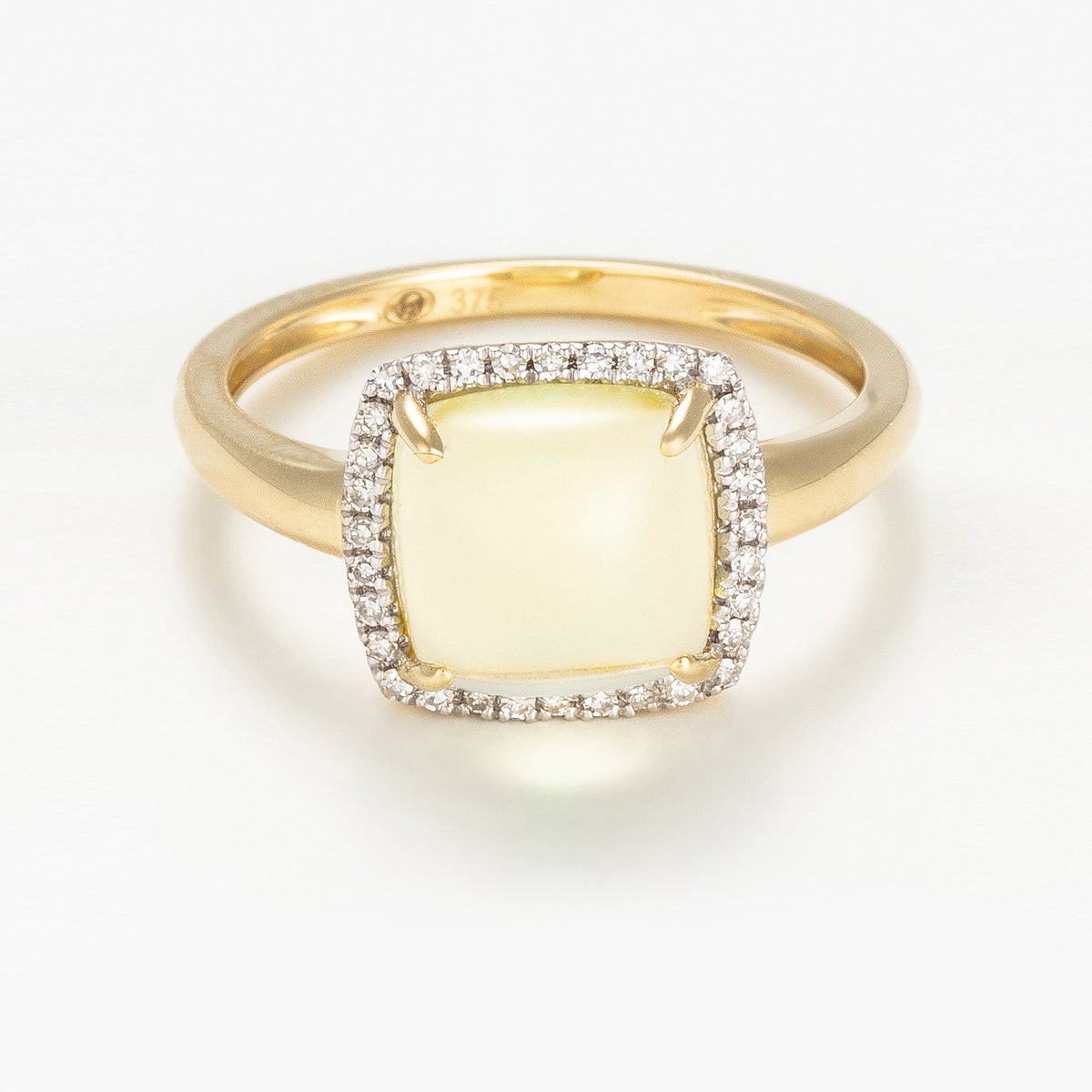 "Lemon Square" Ring Diamonds 0.09/32 & Lemon Quartz