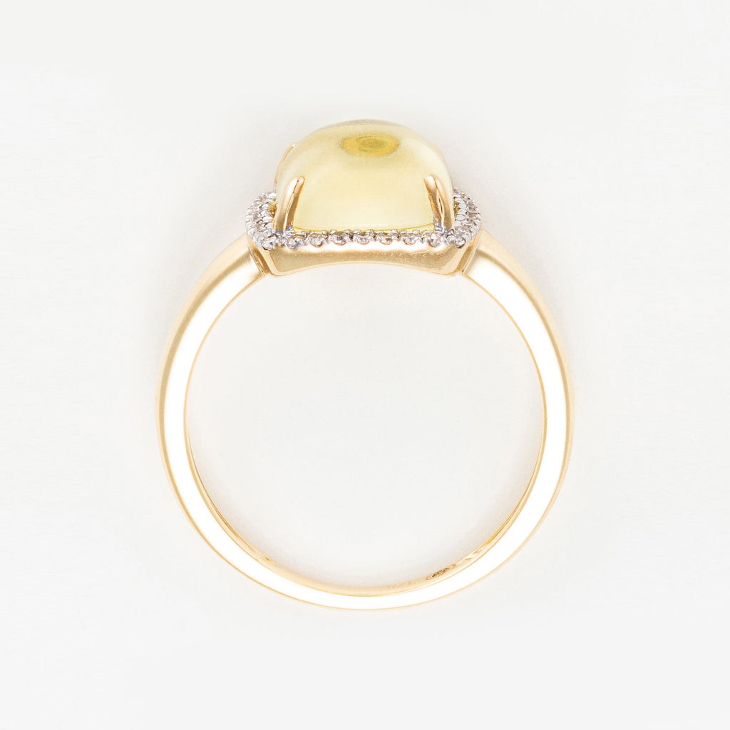 "Lemon Square" Ring Diamonds 0.09/32 & Lemon Quartz