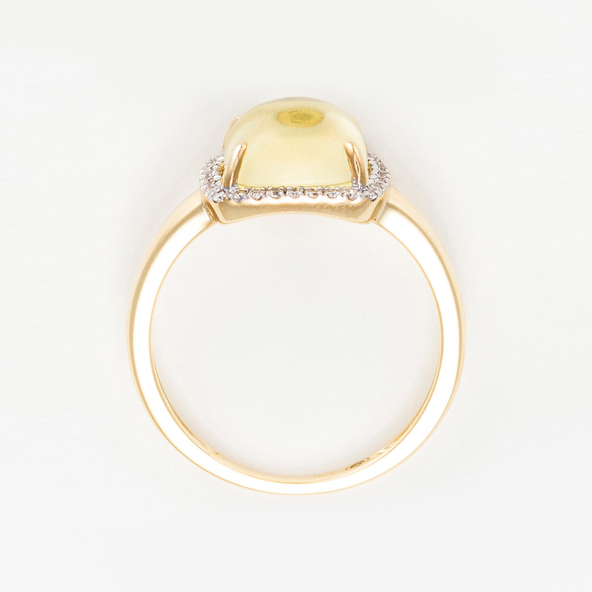 "Lemon Square" Ring Diamonds 0.09/32 & Lemon Quartz