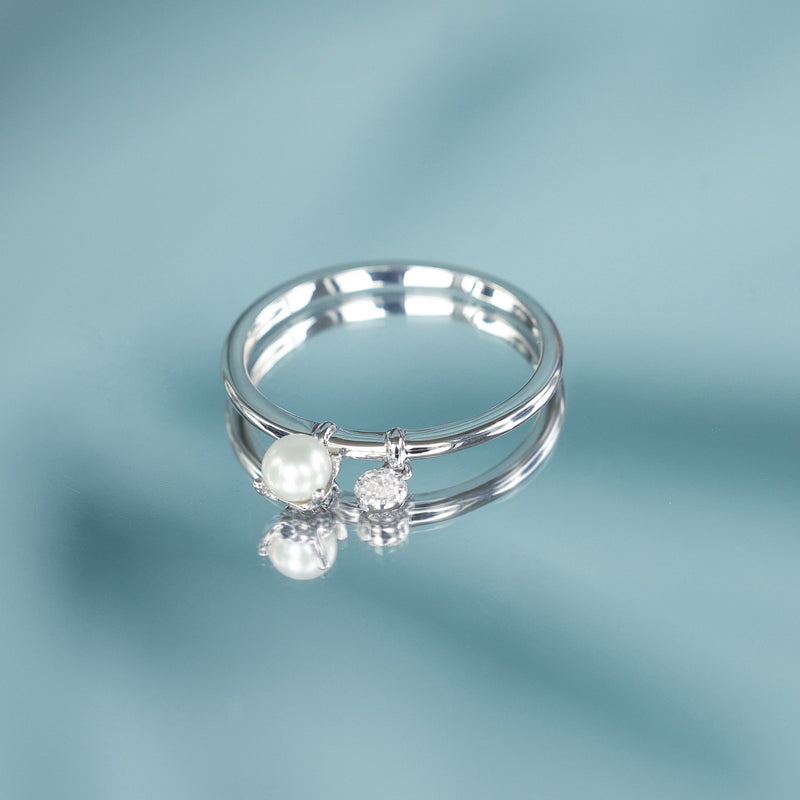 Bague "Dazzling Pearl" - Or Blanc 375/1000