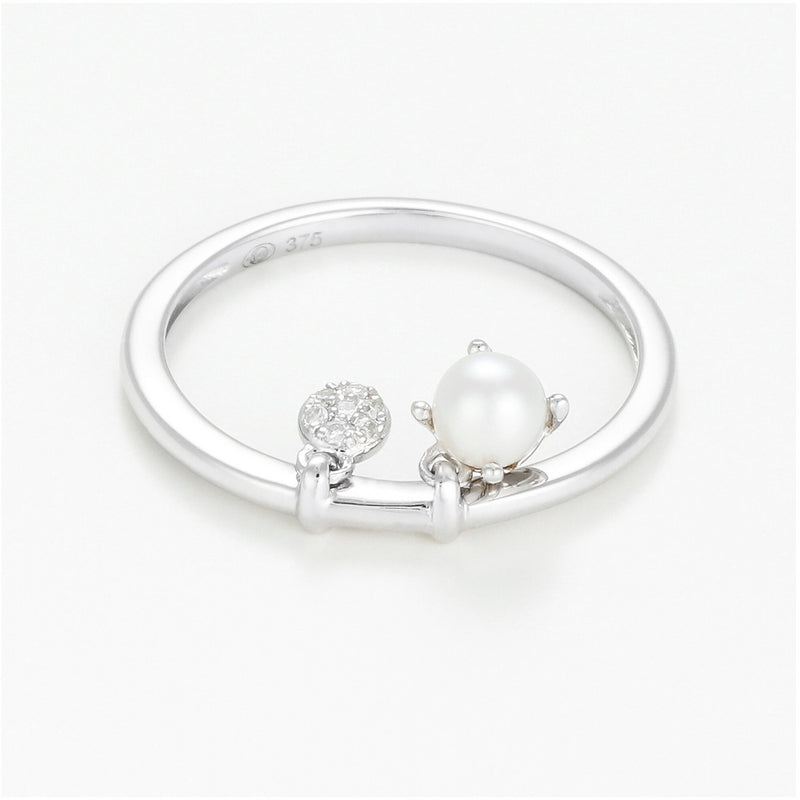 Bague "Dazzling Pearl" - Or Blanc 375/1000