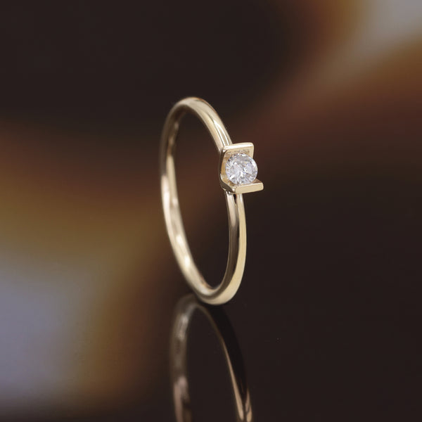 “Morgan” Ring 375/1000 Yellow Gold And Zirconium
