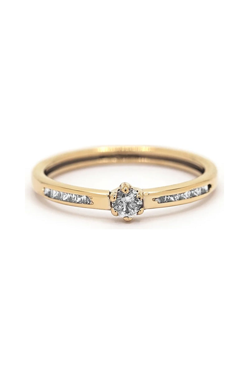 Bague " Lacey" Or Jaune 375 / 1000 Et Zirconium