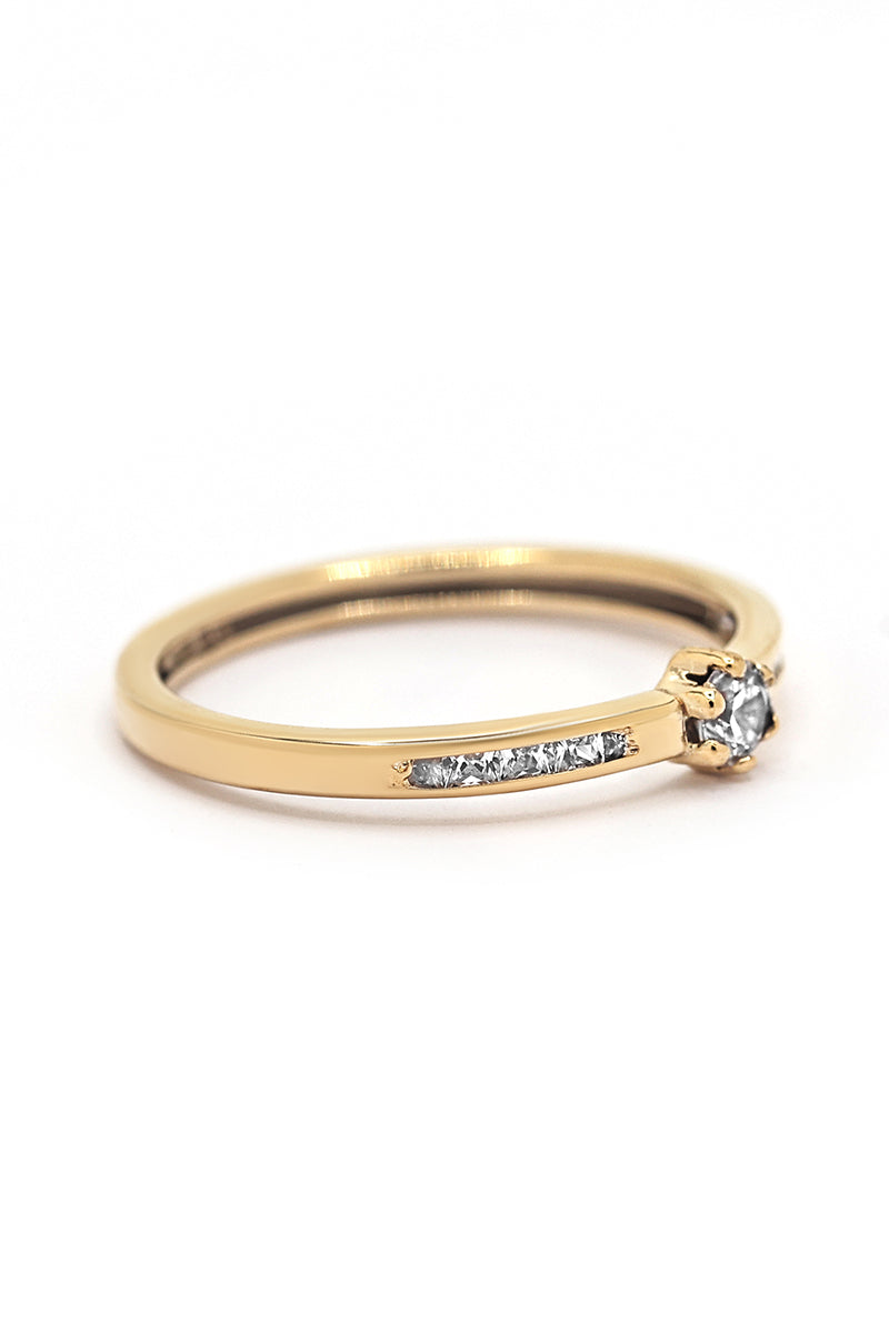 Bague " Lacey" Or Jaune 375 / 1000 Et Zirconium