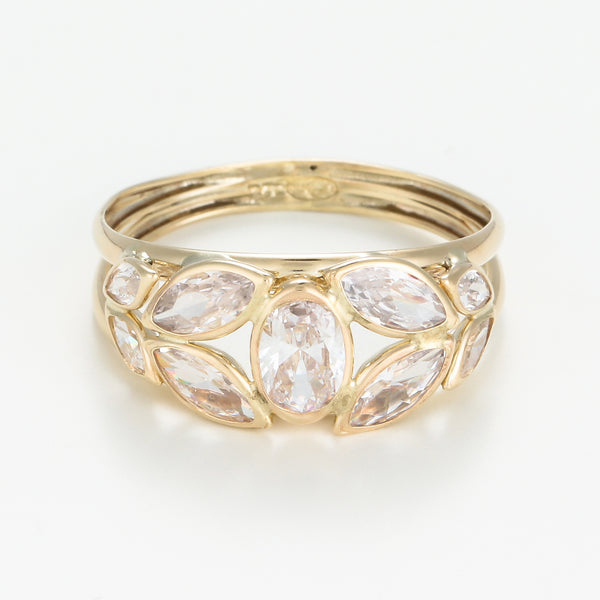 Anillo " Petra " Oro amarillo 375/1000 y circonio