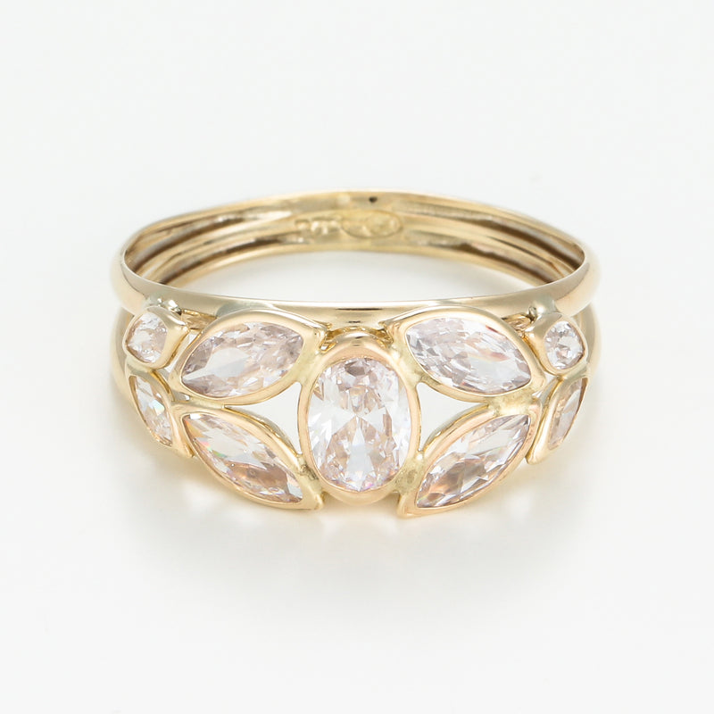 Bague " Petra " Or Jaune 375/1000 Et Zirconium