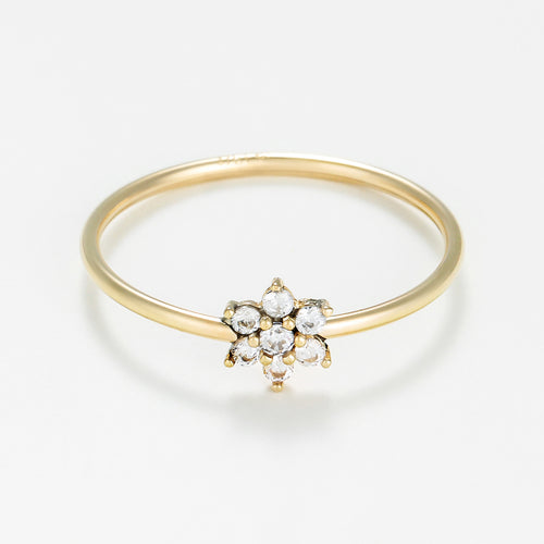 Bague "Aster" Or Jaune 375/1000 et Zirconium