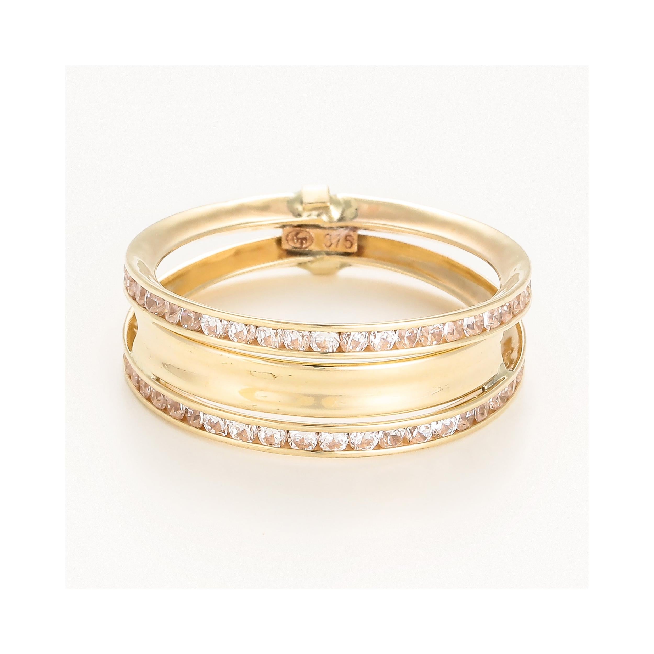 "Blanca" Ring in 375/1000 Yellow Gold and Zirconium