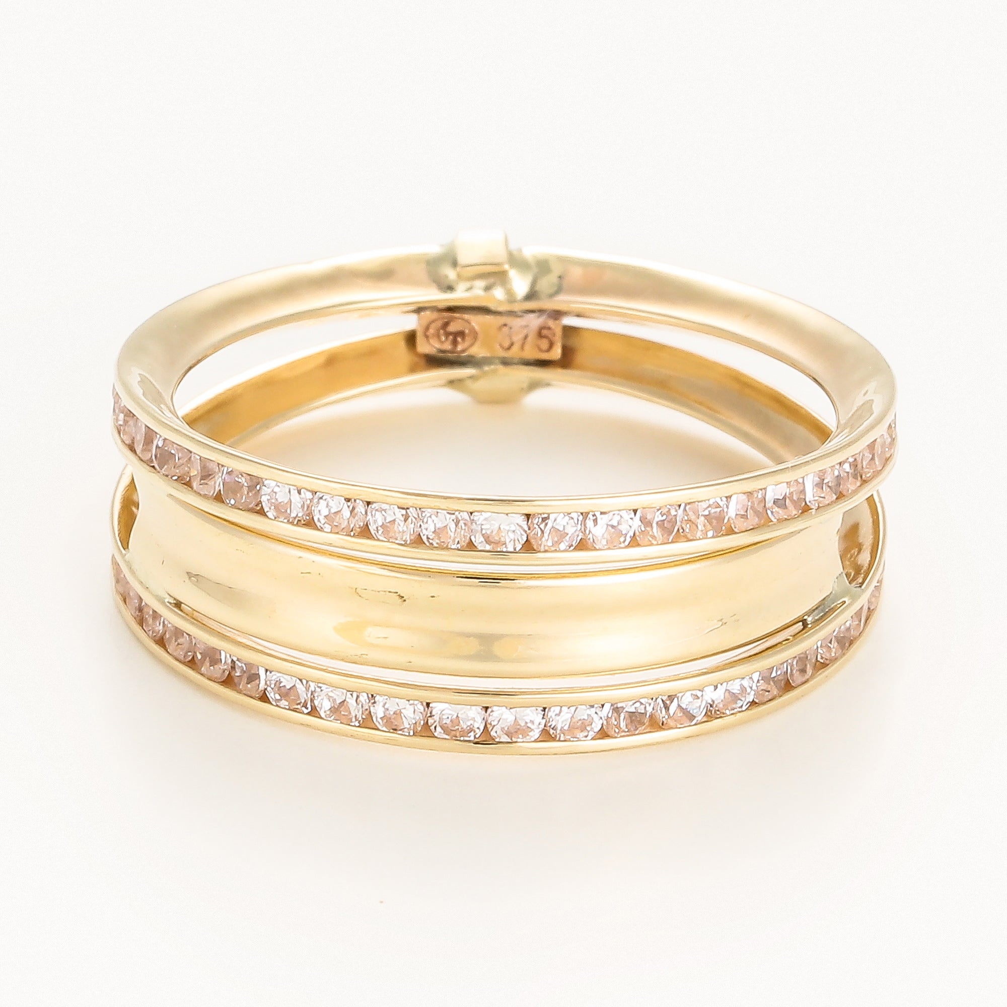“Blanca” Ring 375/1000 Yellow Gold and Zirconium