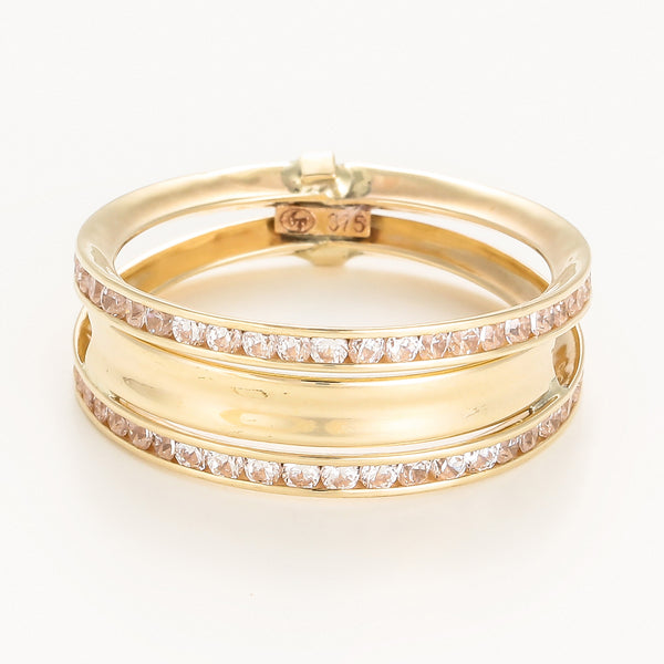 “Blanca” Ring 375/1000 Yellow Gold and Zirconium