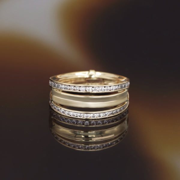 “Blanca” Ring 375/1000 Yellow Gold And Zirconium