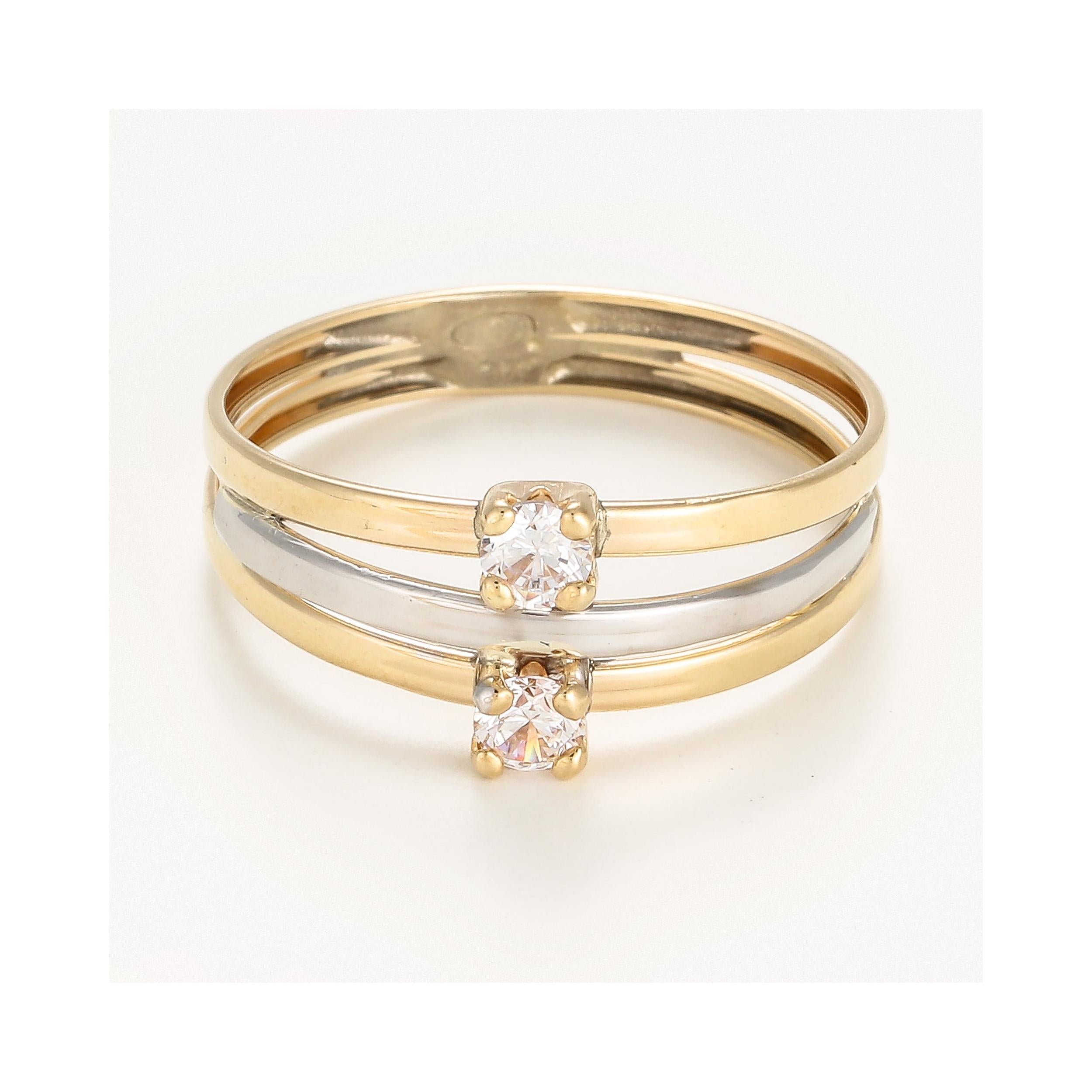 "Florine" Two-Tone Gold Ring 375/1000 and Zirconium