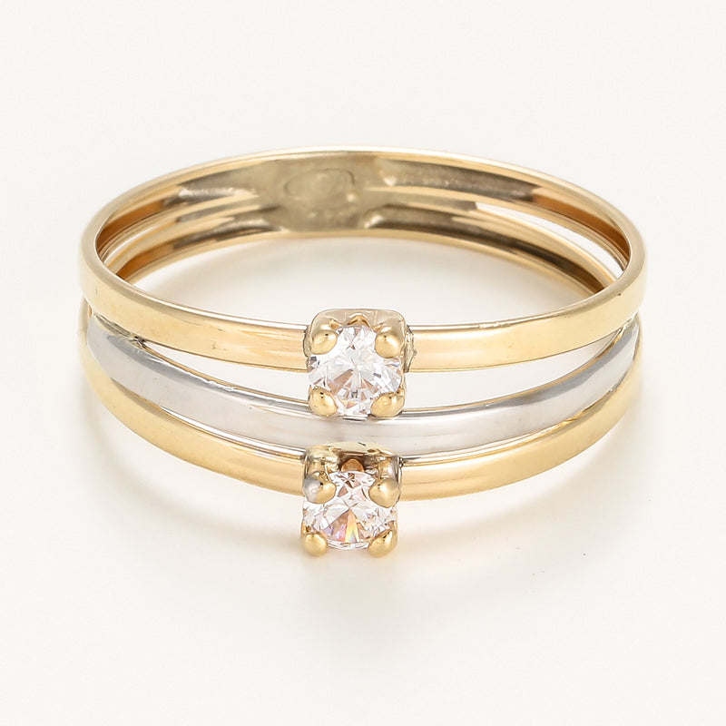 Bague " Florine" Or Bicolore 375/1000 et Zirconium