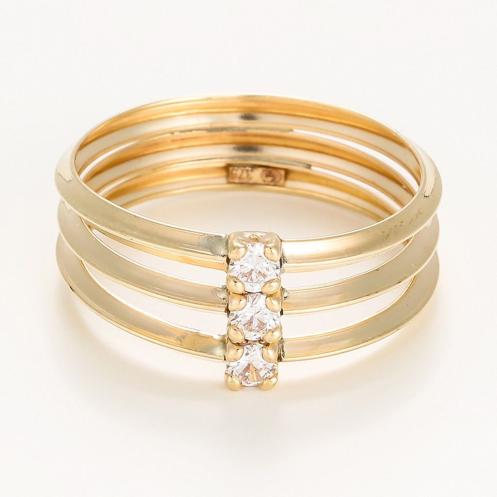 Bague " Abbie" Or Jaune 375/1000 Et Zirconium