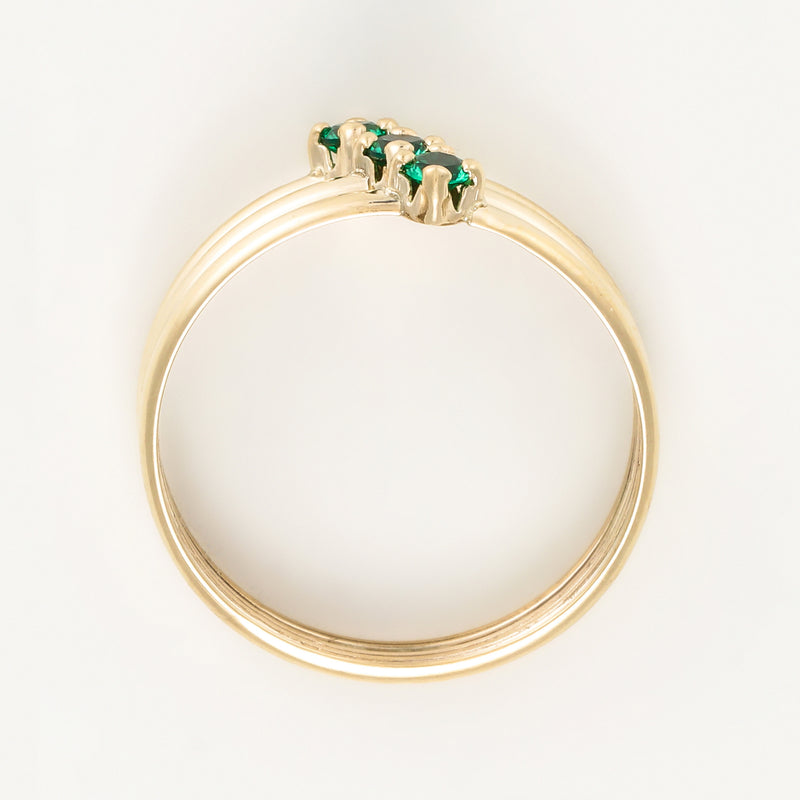 Bague "Abbie Verte" Or Jaune 375/1000 Et Zirconium