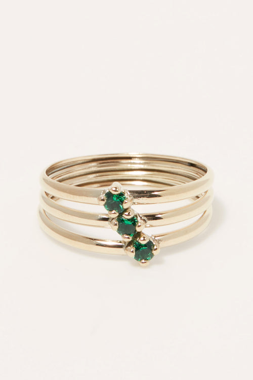 Bague "Abbie Verte" Or Jaune 375/1000 Et Zirconium