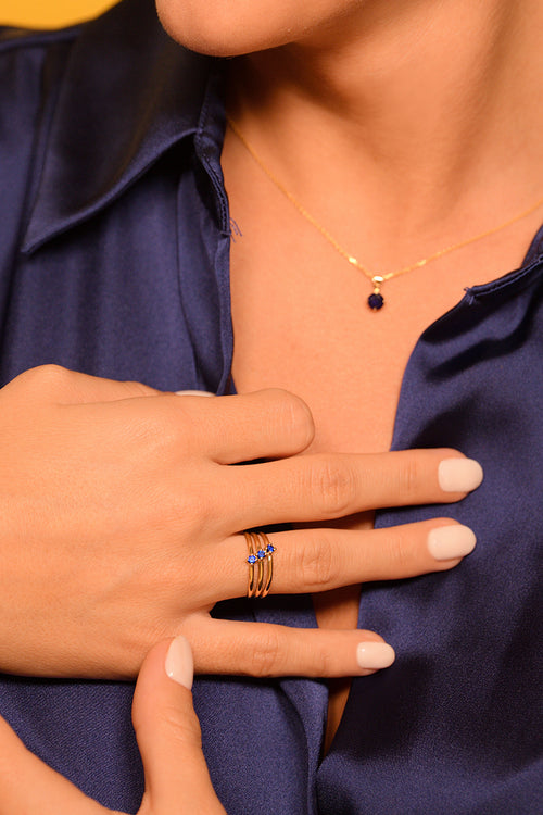 Anillo “Abbie Blue Zirconium” Oro amarillo 375/1000 y circonio