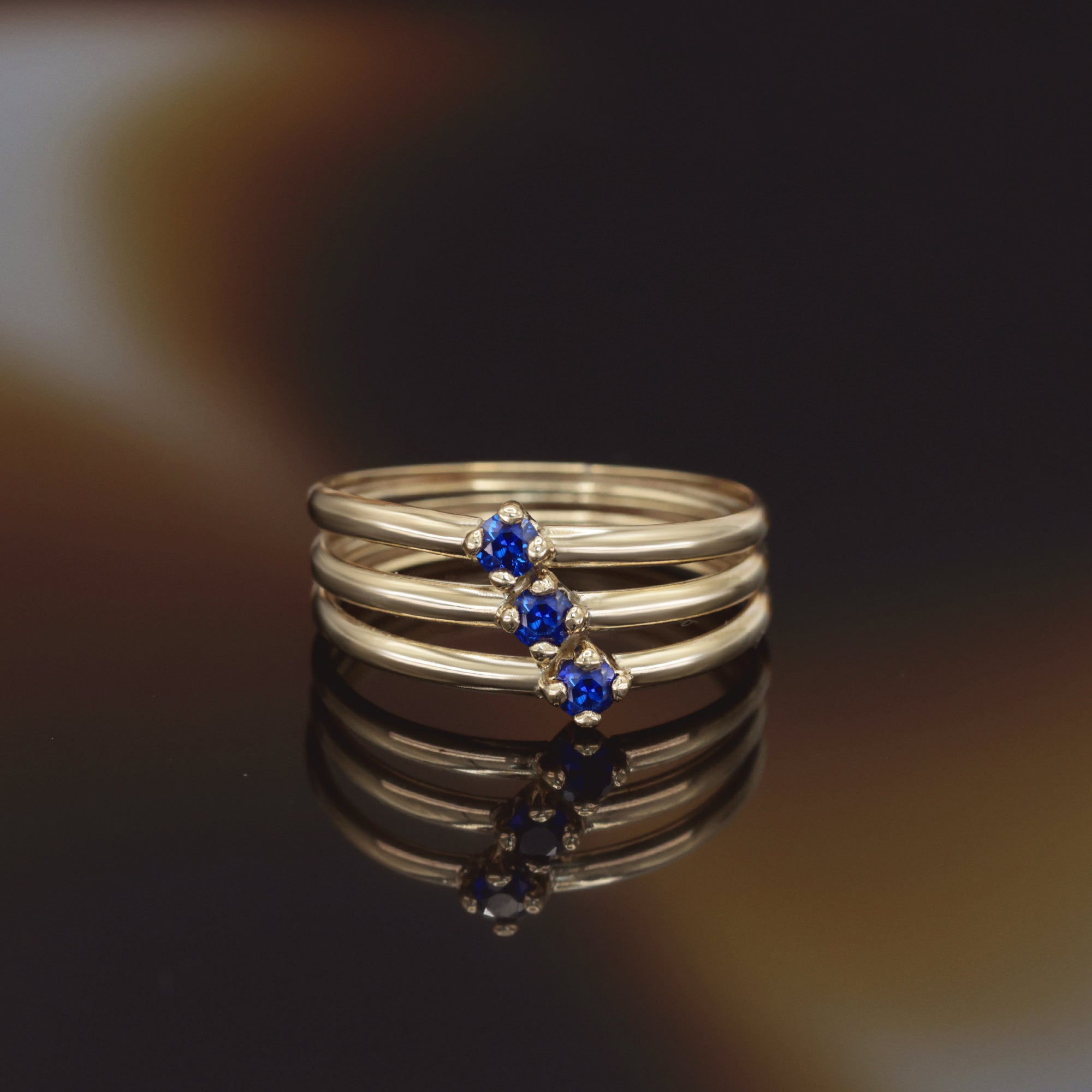 Bague " Abbie Zirconium Bleu " Or Jaune 375/1000 Et Zirconium