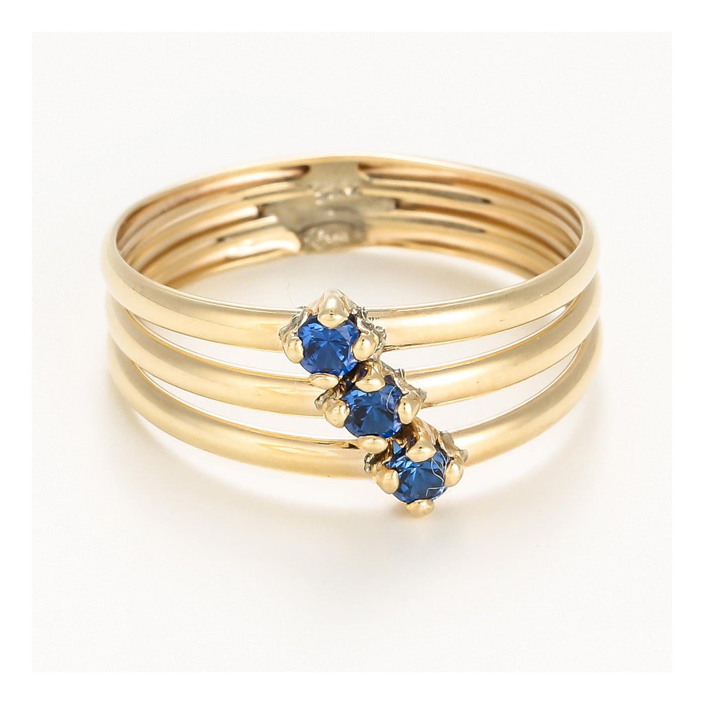 Bague " Abbie Zirconium Bleu " Or Jaune 375/1000 Et Zirconium