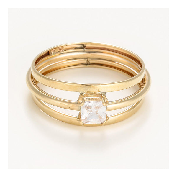 Bague "Sam " Or Jaune 375/1000 Et Zirconium