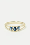 Bague "Marine Bleue"  Or Jaune 375/1000 Et Zirconium