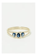 Bague "Marine Bleue"  Or Jaune 375/1000 Et Zirconium