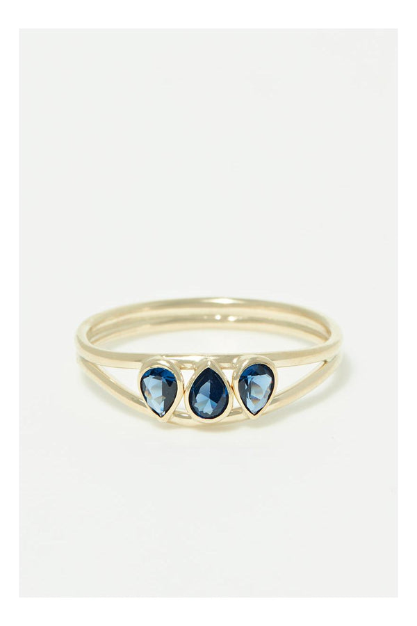 Bague "Marine Bleue"  Or Jaune 375/1000 Et Zirconium