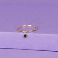 Bague "Pierette Verte" - Or Jaune 375/1000 Et Zirconium