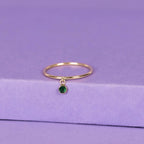 Bague "Pierette Verte" - Or Jaune 375/1000 Et Zirconium