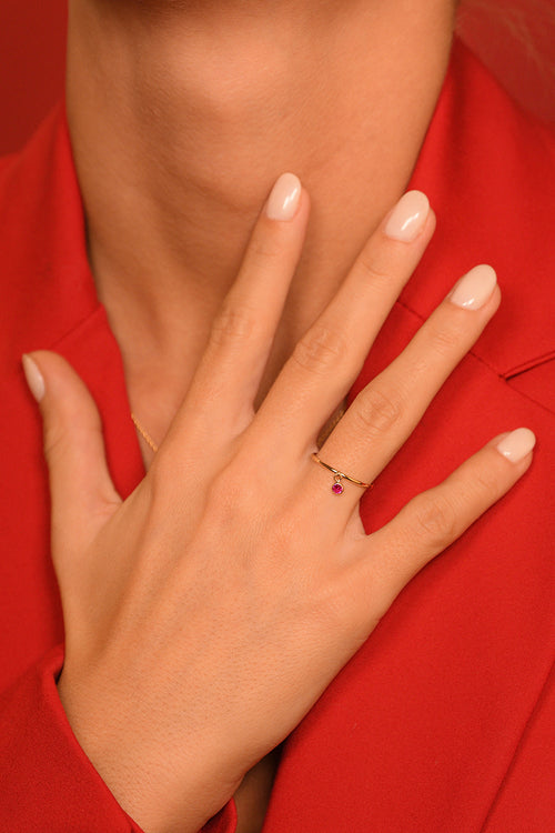 Anillo Pierette Rouge - Oro amarillo y circonio