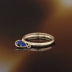 Bague " Médaillon Bleu " Or Jaune 375/1000 Et Zirconium