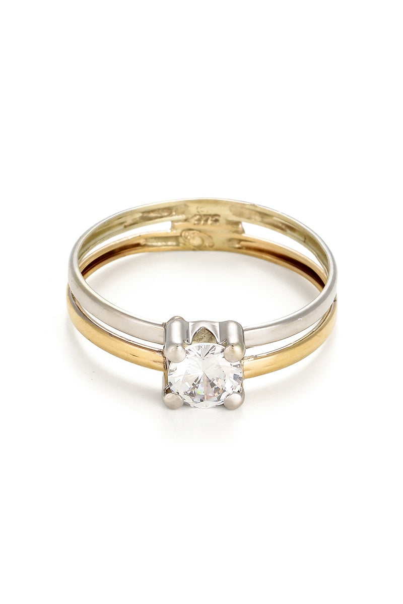 Bague " Suerte " Or Bicolore 375/1000 Et Zirconium