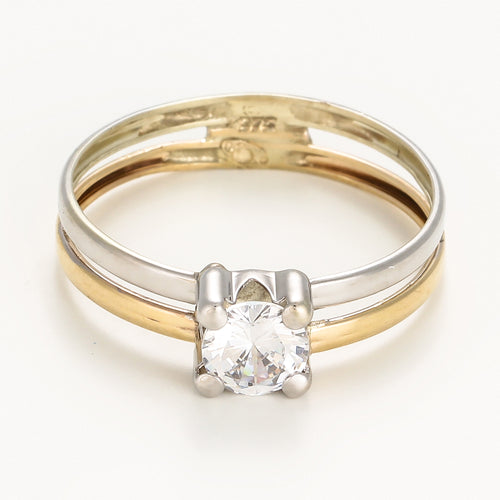 Bague " Suerte " Or Bicolore 375/1000 et Zirconium
