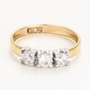 Bague " Trio De Pierre " Or Jaune 375/1000 Et Zirconium