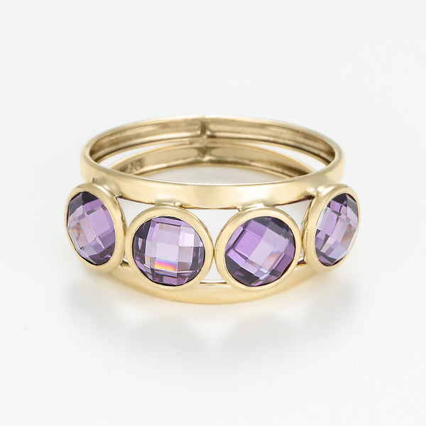 Bague " Maden Amethyst" Or Jaune 375/1000 et Zirconium
