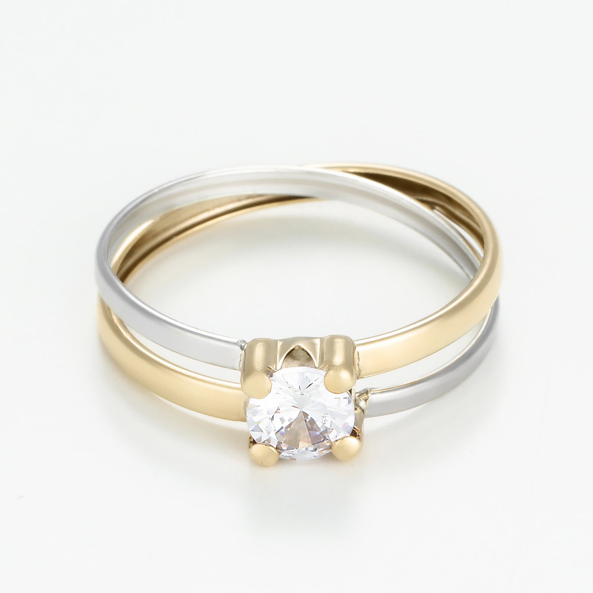 Bague "Thia" Or Bicolore 375/1000 Et Zirconium