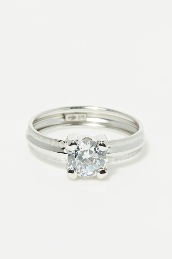 Bague "Brody" Or Blanc 375/1000 Et Zirconium