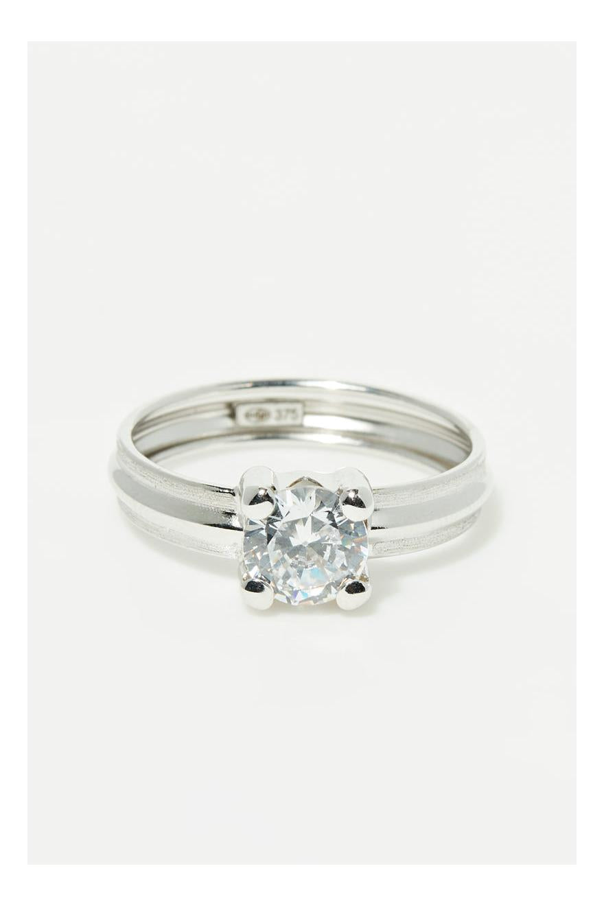 Bague "Brody" Or Blanc 375/1000 Et Zirconium