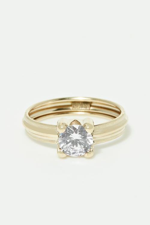 Bague "Brody" Or Jaune 375/1000 Et Zirconium