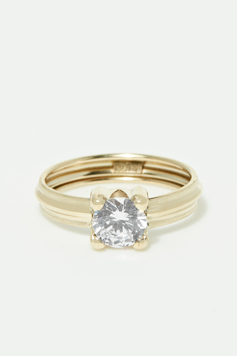 Bague "Brody" Or Jaune 375/1000 Et Zirconium