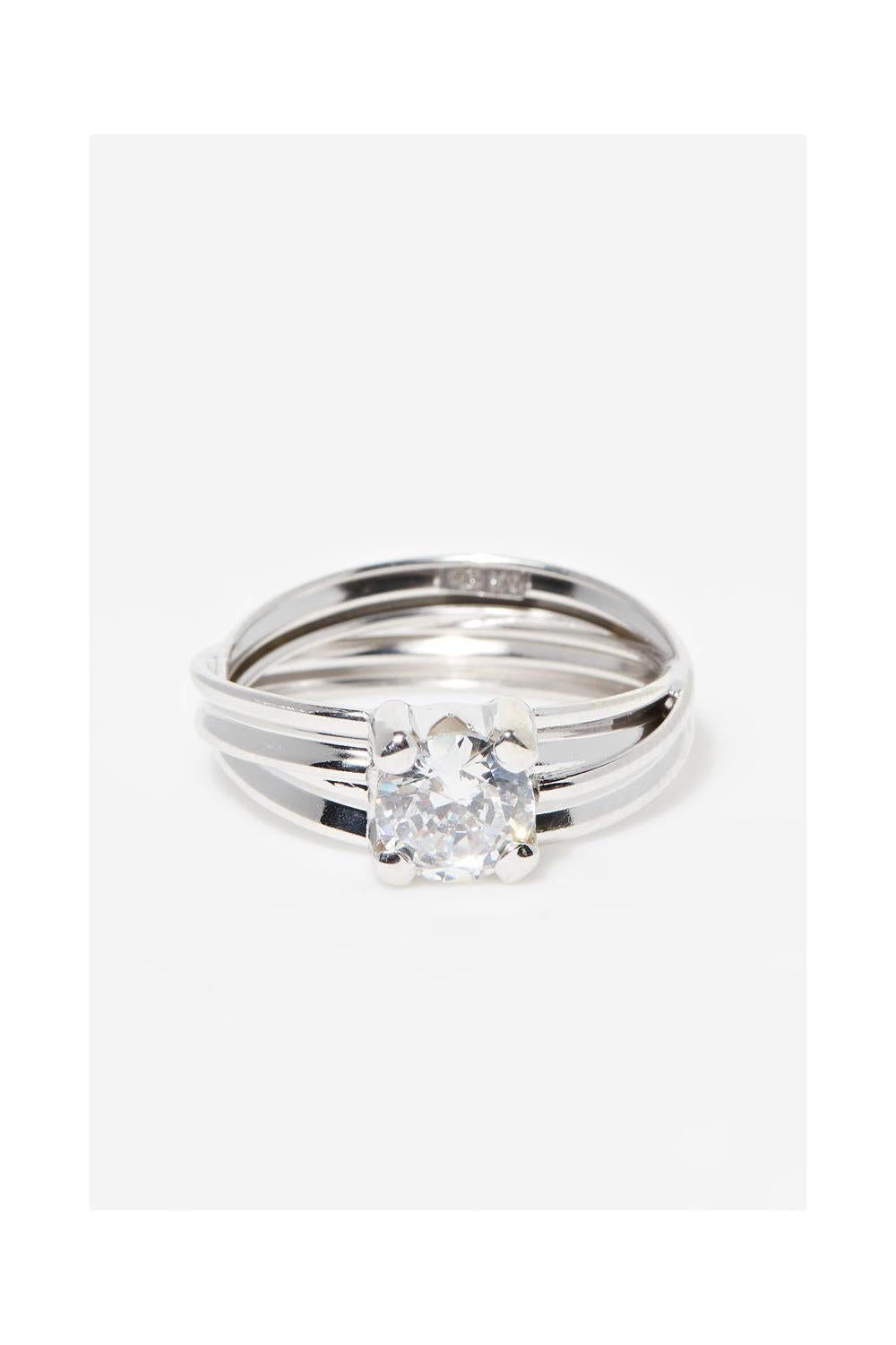 "Nine" Ring in 375/1000 White Gold and Zirconium
