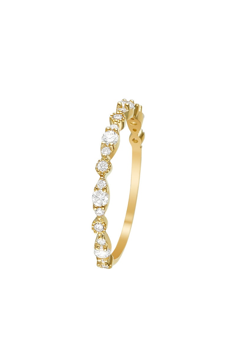 “Relation” Ring 375/1000 Yellow Gold And Zirconium
