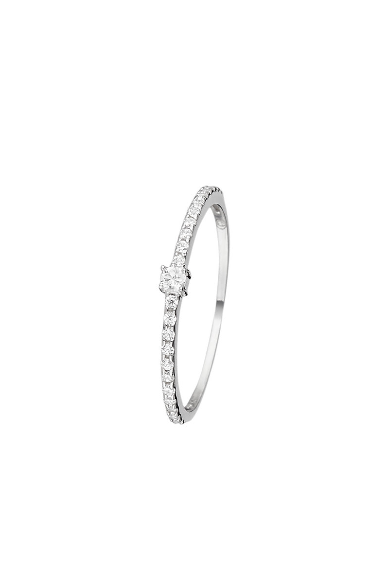 “Profond” Ring 375/1000 White Gold And Zirconium