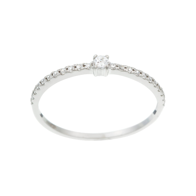 Bague "Profond" Or Blanc 375/1000 Et Zirconium