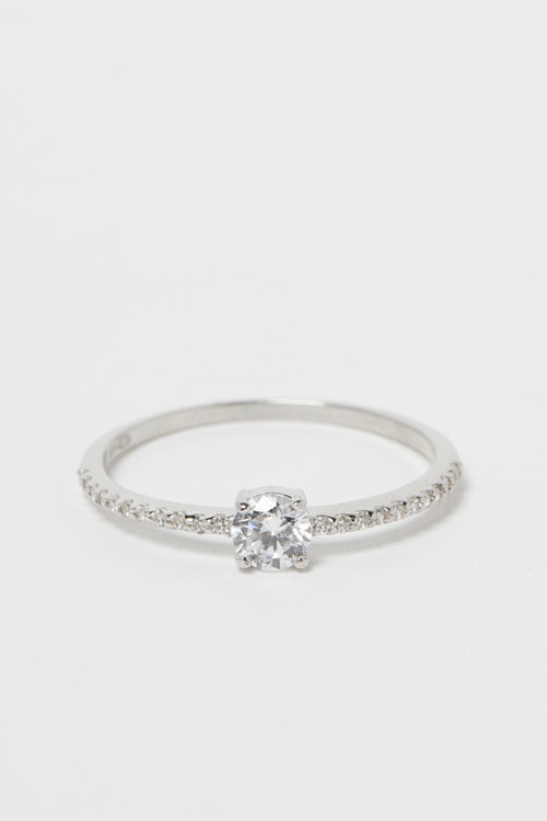 "Charm" Ring - 375/1000 White Gold and Zirconium