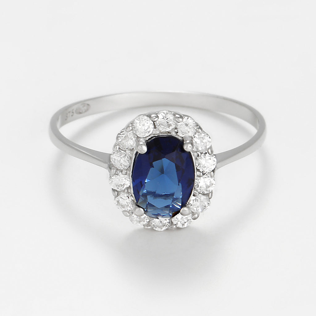 Bague "Bleu Merveilleux" Or Blanc 375/1000