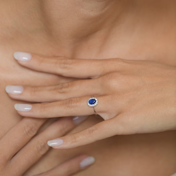 Bague "Bleu Merveilleux" Or Blanc 375/1000