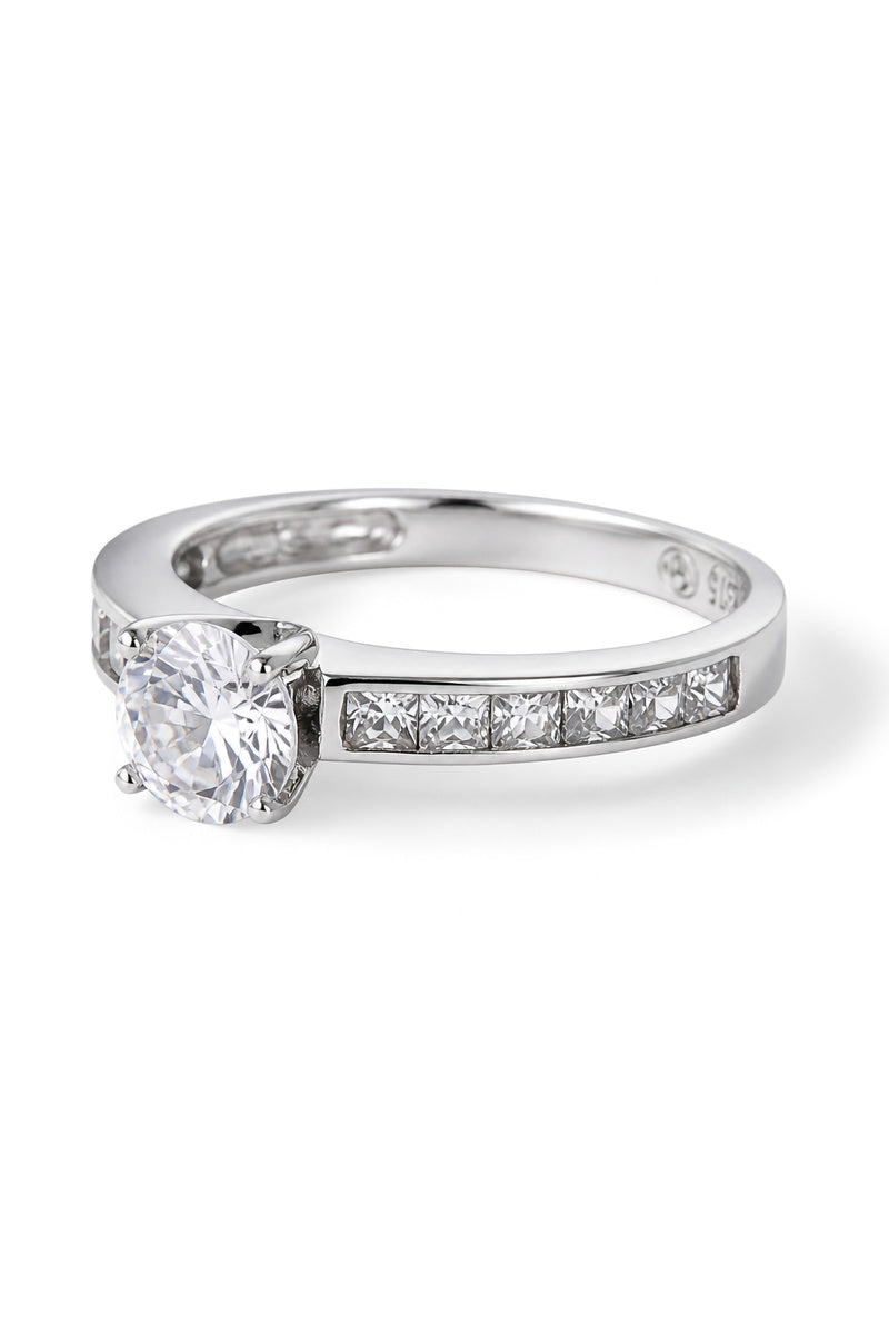 Bague "Brillant" Or Blanc 375/1000 Et Zirconium