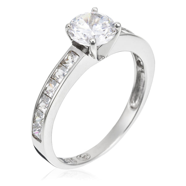 Anillo “Brillant” Oro blanco 375/1000 y circonio