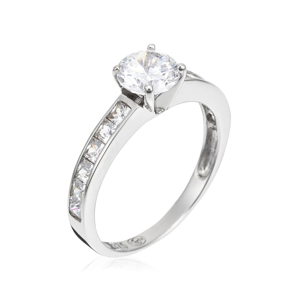 Anillo “Brillant” Oro blanco 375/1000 y circonio